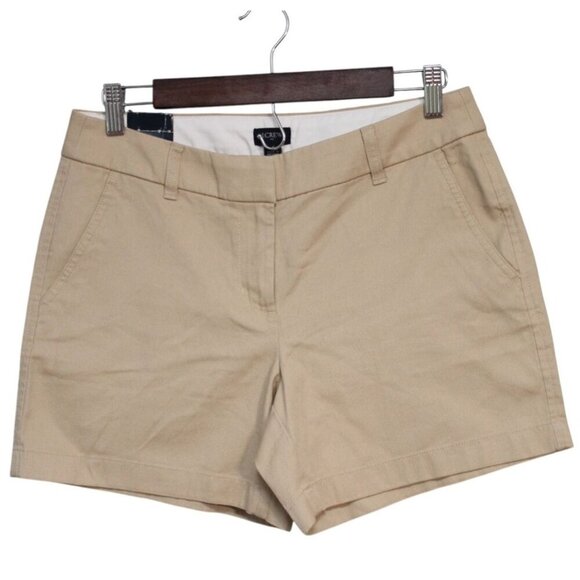 NWT J Crew Factory Chino Shorts Size 4 Tan Khaki Preppy Casual 100% Cotton - Picture 1 of 10